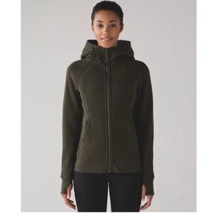 Lululemon full zip scuba hoodie in olive green size 6